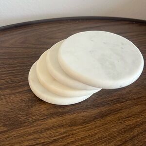 White Marble Coasters Set of 4 | Modern Minimalist Home Decor.